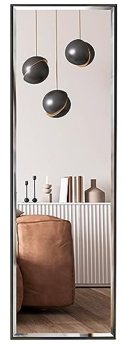 HORLIMER Wandspiegel 122x35 cm, Großer Spiegel mit Schwarz Rahmen, Ganzkörperspiegel für Wohnzimmer Badezimmer Flur und Ankleideraum, Ankleidespiegel