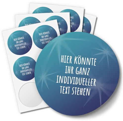 24 Weihnachtsaufkleber PERSONALISIERT mit Ihrem Text für Geschenke und Produkte zu Weihnachten - Aufkleber Etiketten Geschenkaufkleber rund, Motiv blau Kugel