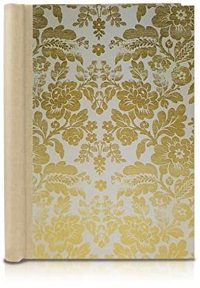 FAIRklemmt Klemmbinder Luxury Brokat Naturleinen, A4, Gold- und floralem Motiv, 22.5 x 30.8 cm, 3mm starke Buchbinderpappe, italienisches Dekorpapier, Naturleinenrücken