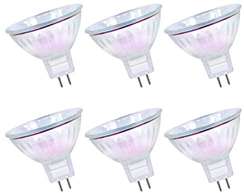 GECXGY MR16 Halogen Light Bulb 35W GU5.3 2 Pin Base, 12V 3000K Warm White Spotlight 36°Beam Angle 4000 Hours Lifespan Dimmable MR16 Halogen Bulb Dichroic -6Pack