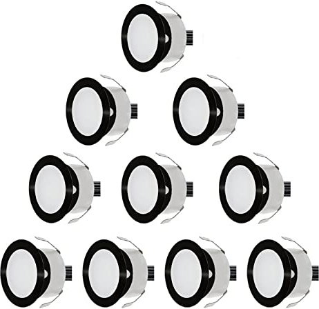 CHNXU 10er Set LED Einbaustrahler Bodeneinbaustrahler Kaltes Weiß 12V Ø30mm 0,6W 9LM Terrassenbeleuchtung Außen IP67 Wasserdichte LED Treppen Beleuchtung für Garten Holzbrücke Pool Holzdeck, Schwarz