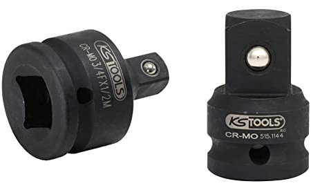 KS Tools 515.1372 Réducteur À Chocs, Adaptateur De Douille 3/4'' 1/2'' Et, Outillage Mecanique Auto - En Chrome Molybdène - Noir & 515.1144 Augmentateur À Chocs, Adaptateur De Douille 1/2'' - 3/4''