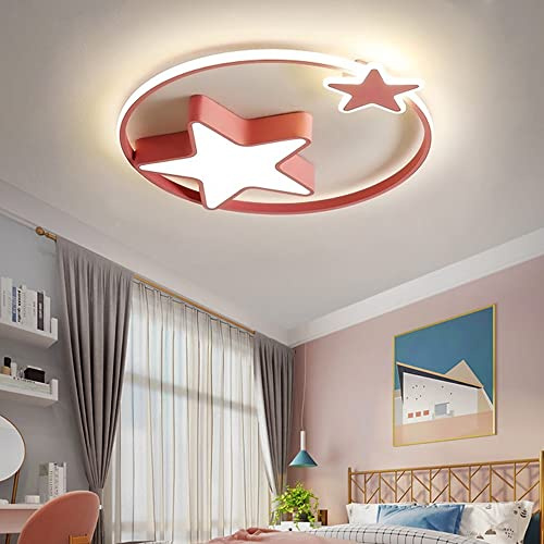 JMrider Plafón Lámpara Infantil LED Luz De Techo Moderna Niño Niña Luces De Estrella Regulables Con Control Remoto Habitación Los Niños Dormitorio Habitación Bebé Sala De Estar Iluminación Colgante