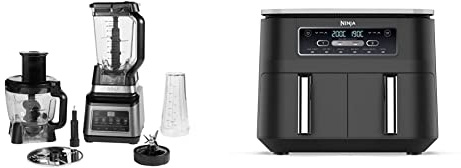 Ninja Robot Da Cucina 3-In-1 Con Auto-Iq, 1200 W, Ciotola Da 1.8 L, Caraffa Da 2.1 L, Bicchiere Da 0.7 L, 2.1 Litri, Nero Argento & Foodi [AF300EU] Friggitrice ad Aria a Doppia Zona