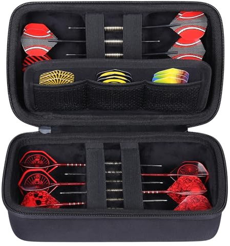 co2CREA Harte Eva dartpfeiletui Darts Hülle für 12-Stahl Spitze oder weiche Spitze Darts, Dart Tragetasche mit zahlreichen Mesh Taschen Halter für Dart Spitzen, Flights, Schaft, und mehr Dart Zubehör