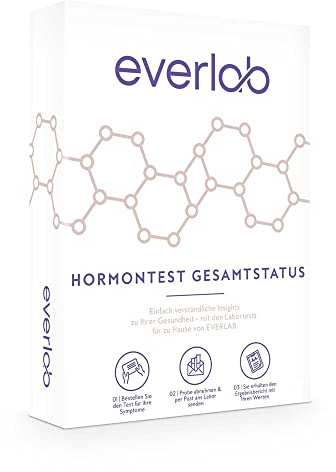 EVERLAB Hormontest Gesamtstatus – 6 wichtige Hormone schnell & einfach prüfen | Speicheltest für Östradiol, Östriol, Progesteron, DHEA, Testosteron und Cortisol| Selbsttest für Zuhause