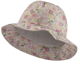 Sterntaler Babyhut Blümchen - Sonnenhut aus Leichter Baumwolle mit Blumenaufdruck - Schirmmütze gefüttert mit Strukturiertem Baumwollstoff - Ecru, 49