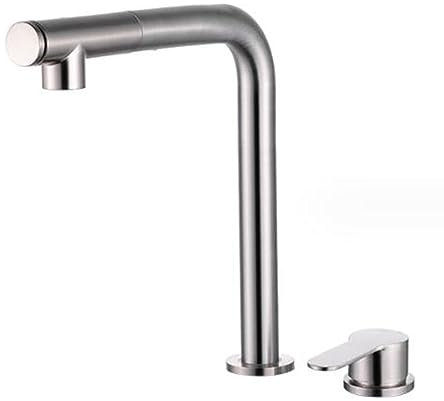 Wasserhahn Küche Vorfenster, Küchenarmatur Ausziehbar 2 Loch Schwenkbar Küche Wasserhahn Edelstahl Gebürstet