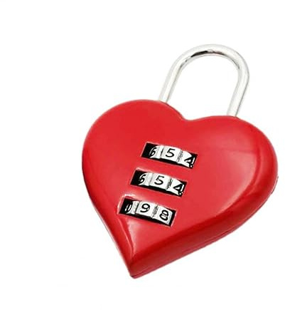 NEWNANCandado Con Forma De Corazón De 3 Números, Combinación De Contraseña, Candado De Corazón De Amor, Cerradura De Caja De Equipaje De Aleación De Zinc De Seguridad,Rojo
