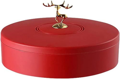 DUBMAG fruit bowl，Divided Serving Tray with Lid, Snack Serving Tray with Lid, Divided Serving Tray, 360° Rotatable Snack Trays for Party, Plastic Appetizer Serving Tray (Color : Red) (Color : Red)