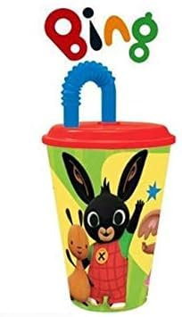 Golddunes Kids Character Sports Tumbler 430ML Drinking Re-usable Plastic Cup with Re-Usable Straw (Bing)