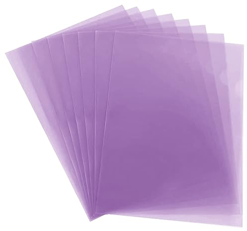 20pcs - A4 Cut Flush Folders Plastic Cover Material File Pockets Open Top & Side Sleeves Gloss & Plain 12mm L Type Folders for Presentation Document Jacket Sleeve for Office School (L-Type, Purple)