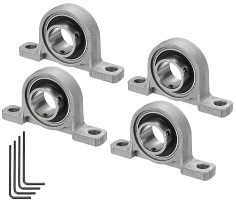 sourcing map 4pcs KP005 Flanged Pillow Block Bearings 25mm Bore, Zinc Alloy Self Aligning Flange Mounted Bearings