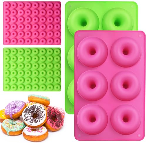 Set di 4 Stampo in Silicone per Ciambelle - Sfera 6 Cavità e Mini Ciambella Rotondo 48 Cavità per Cioccolato, Pasticceria, Ghiaccio