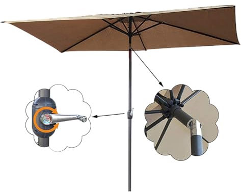 Ombrellone Da Spiaggia Quadrato, Ombrellone Da Esterno Con Manovella E Inclinazione, 6 Stecche, Ombrellone Da Giardino Antiruggine In Lega Di Alluminio, Utilizzato Per Terrazza, Prato, Cortile