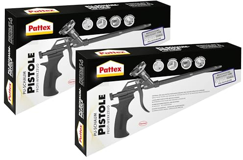 Pattex White Schaum-Pistole, Kartuschenpistole für Pistolenschaum und -reiniger, Bauschaumpistole für exaktes Dosieren, Schaumpistole mit PTFE-Beschichtung, schwarz (2er Pack)