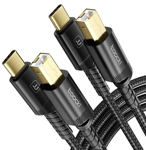 toocki USB C Druckerkabel USB B auf USB C Kabel Scannerkabel mit Nylonkabel und Aluminiumstecker kompatibel mit iPhone 15 Serie MacBook Matebook Dell HP Scanner Digital Piano MIDI usw (2m,2 pack)