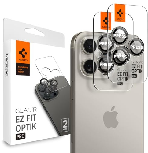 Spigen EZ Fit Optik Pro Kameraschutz [2P] für iPhone 16 Pro / 16 Pro Max | Titan Natur, Individuelle Kameraprotektion, Kratzfest, inkl. Installationskit, 9H