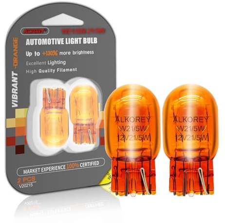 ALKOREY-T20 W21/5W 7443 Turn Signal Bulbs,2100K Amber 12V 21/5W Automotive Light Bulb,Car Mini Lamps,Ideal for Parking,2 Pack