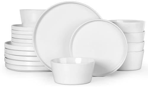 Herogo 18 Pieces Stoneware Dinnerware Dishes Set for 6, Speckled White