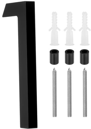 sourcing map 5 Inch Modern House Number, Acrylic Floating House Number for Outside Address Sign for House with Nail Kit for Mailbox Yard Home Front Door (Number 1, Matte Black)