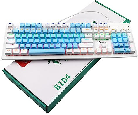 Mechanische Gaming-Tastatur mit 104 Tasten, Kompaktem Design, K104-Tastatur, Einfache Aktivierung von FN-Tastenkombinationen, Regenbogen-Hintergrundbeleuchtung für EIN (Brauner