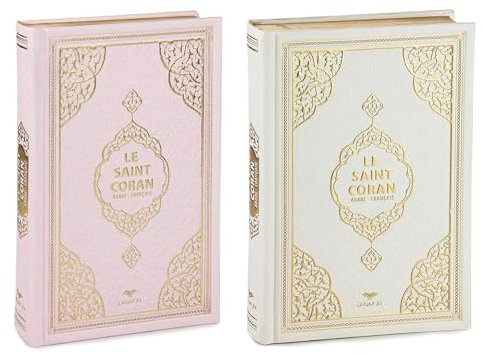 Imani Aksa 2 Saint Coran Arabe Francais Traduit et annoté en français et 2 Tapis prière Musulman de Poche Rose et Blanc