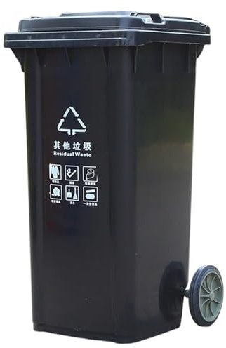 Cubo de Basura Grande para Exteriores con Ruedas y Tapa, 30 l, 50 l, 100 l, 120 l, Cubo de Basura Grande para Cocina, Porche, Patio, terraza (Negro, 30 l)