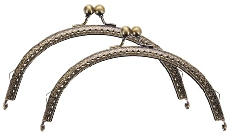 QUARKZMAN 2pcs Marco de Bolso de Metal, 15cm/5.9 Retro Arco Cierre de Beso Marco Repujado para Bolso de Mano, Monedero, Bolso de Embrague, Reemplazos de Hardware de Marco (Bronce)