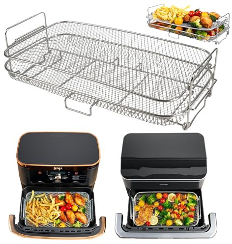 ENSINE Heißluftfritteuse Zubehör For Ninja AF500EU, Airfryer Gitter Kompatibel Mit COSORI Dual Blaze Twinfry 10l, Ideal Für Pommes Und Hähnchenflügel, Stapelbar