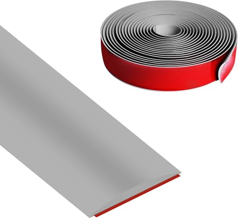 Vefhby Übergangsleiste Selbstklebend, 4cm x 3m Vinyl Übergangprofil Selbstklebend, Bodenleiste Abdeckleiste zum Verbinden von Bodenlücken Bodenleiste Fußböden(Grau)
