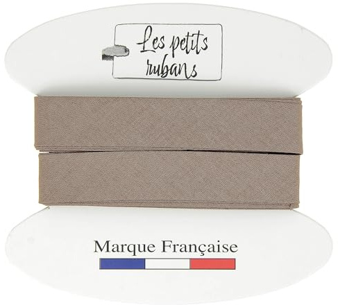 Les Petits Rubans Schrägband aus 100% Baumwolle – 20 mm breit, 5 Meter lang – Einfassung zum Nähen, Polstern, Kleidung, Decken – Taupe
