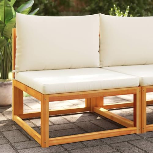Myheimly Gartensessel ohne Armlehnen mit Kissen Massivholz Akazie Creme Sofa-Mittelstück 3037870de