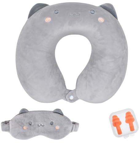 Cuscino Da Viaggio, Cuscino Da Viaggio Memory Foam Per Bambini, Cuscino Cervicale Da Viaggio Memory Foam, Cuscino Di Supporto Per Il Collo, Con Maschera Per Dormir E Tappi Auricolari, Per Adulti