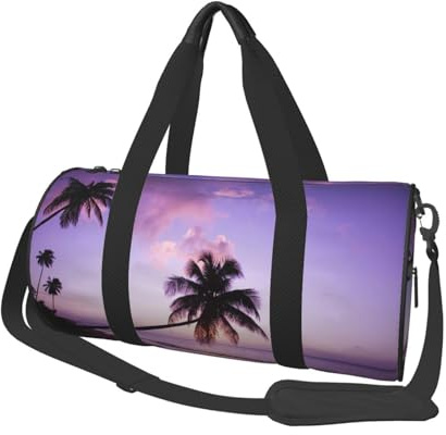 Runde Seesack mit Kokosnussbaum-Druck, Segeltuch, Reisetasche für Übernachtung, wasserdicht und reißfest. Faltbare Wochenend-Reisetasche