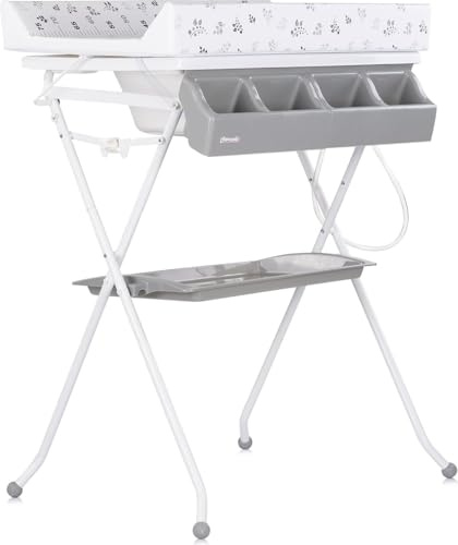 Chipolino Baignoire à langer 2 en 1 avec compartiment pour accessoires pliable et support avec bouchons, couleur : gris