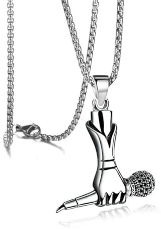 fycouyee Punk creativo maschile e femminile collane per la mano microfoni per microfono ciondoli rotolo accessori hip-hop