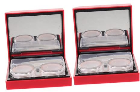 OUNONA Boîte de Rangement Lentilles avec Double Compartiments et Miroir Étanche et Compacte pour Lentilles de Contact Accessoires de Voyage