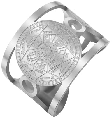 TEAMER Anillo de acero inoxidable ajustable con sello de los siete arcángeles, amuleto de arcángel, joyería religiosa para hombres y mujeres