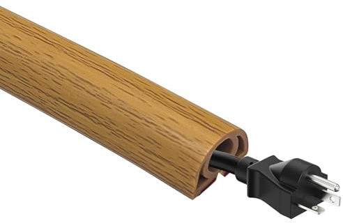 Aartner Floor Cord Covers cable trunking for electric cables,self adhesive conduit wire tv cable hider flexible,wall cable management kit extension lead cover for wires floor (Wood Grain-4M)