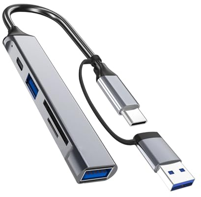 Hub USB 5 en 1 adaptador C a USB 3.0 con extensor de tarjeta de memoria de alimentación, estación de acoplamiento USB portátil