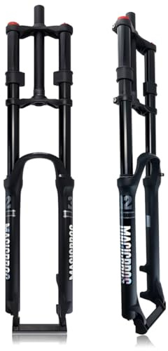 LXJBBD Forcella anteriore per mountain bike, forcella a sospensione pneumatica a doppia spalla, escursione 180 mm, freno a disco, tubo sterzo 1-1/8, 9 x 100 mm QR, compatibile con biciclette da 26