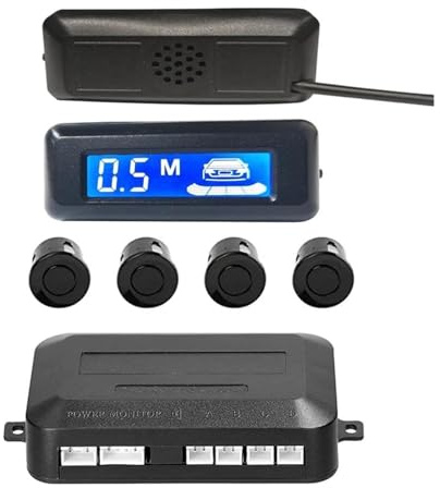 Système De Radar De Recul Radar Recul Arrière pour Voiture Capteur Stationnement Parktronic LCD Avertisseur Sonore 4(Noir)