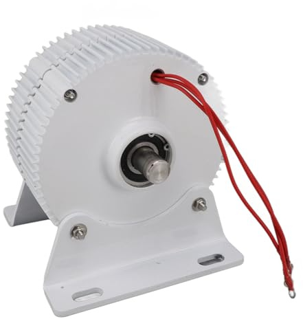 TIKATARER Alternatore Elettrico Trifase, Generatore Sincrono a Magneti Permanenti CA a Doppio Albero in Lega di Alluminio e Acciaio Al Carbonio con Base per Turbine Eoliche da 24V (300W)