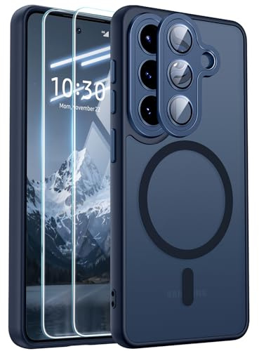 JAME for Samsung Galaxy A57 5G Phone Case Magnetic with Camera Protector | 2 Screen Protectors, Integrated Camera Lens Protection, Shockproof Galaxy A57 5G Case, Slim Translucent Matte Cover, Blue