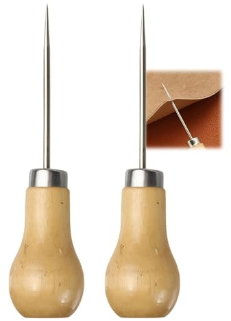 2Pcs Bradawl Awl Tool 100mm with Wooden Handle, Durable Bradawl Tool for Carpenters Tools, Leather Craft, Sewing, Carpentry, Shoe and Carpet Repair