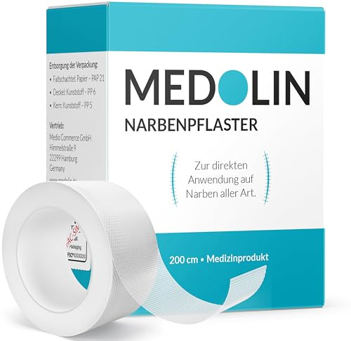 Medolin® Narbenpflaster - Silikonpflaster für Narben aller Art - Effektive Silikon Narbenpflaster - Transparent, 200 cm
