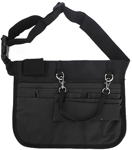 ZDETGU Krankenschwester-Gürteltasche, Aufbewahrungstasche mit Mehreren Fächern, Hüftgurt, Ox-Stoff für Medizinisches Fachpersonal – Schwarz (Black)