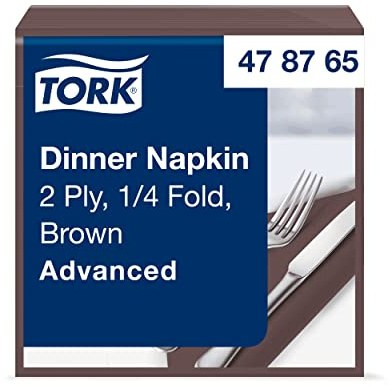 Tork 478765 Dinnerservietten Braun / 2-lagige Papierservietten/Passend für jede Gelegenheit/Advanced Qualität / 12 x 150 (1800) Servietten / 39 x 39 cm (B x L) / 1/4-Falz