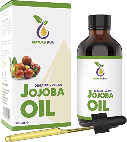 Jojobaöl BIO 120ml - 100% rein und kaltgepresst - Jojoba Öl Gold für Kosmetik, Gesicht, Haare, Haut, Nägel - Organic Jojoba Oil for Hair